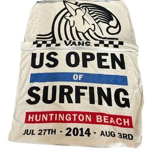 Vans US Open of Surfing Huntington Beach 2014 Beach Towel White Graphic Print
